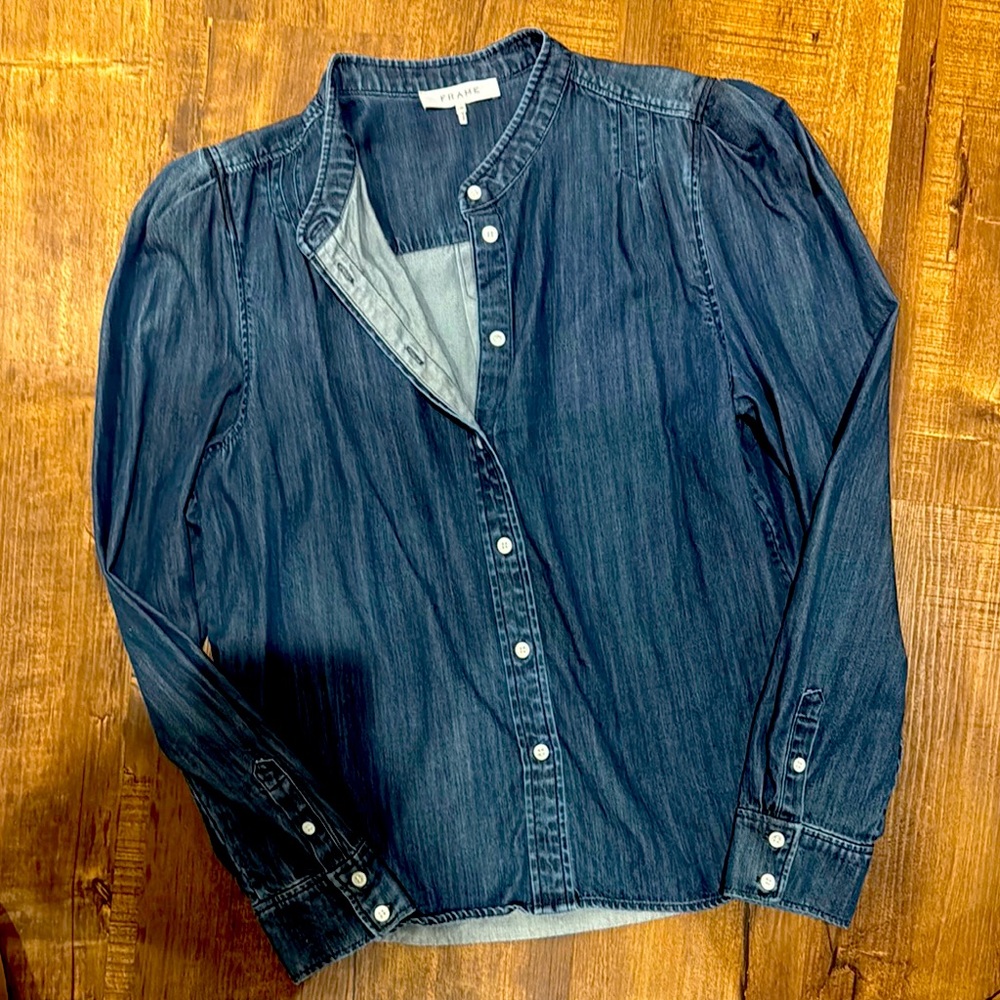 Frame puff sleeve denim blouse